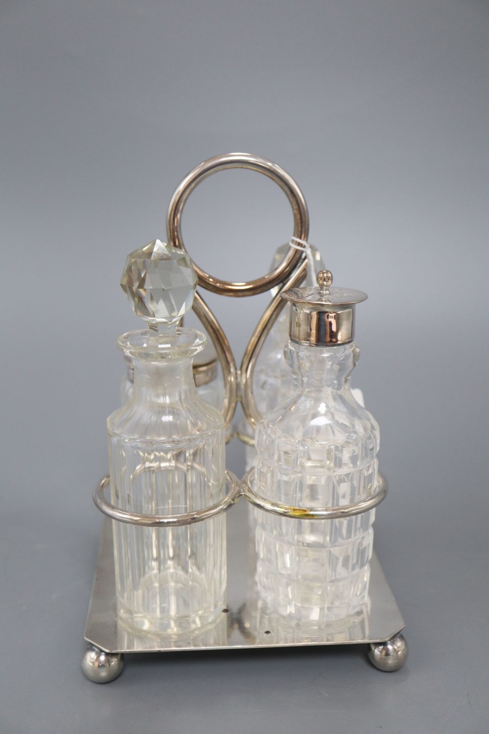 A modern silver cruet stand by Garrard & Co Ltd, London, 1963